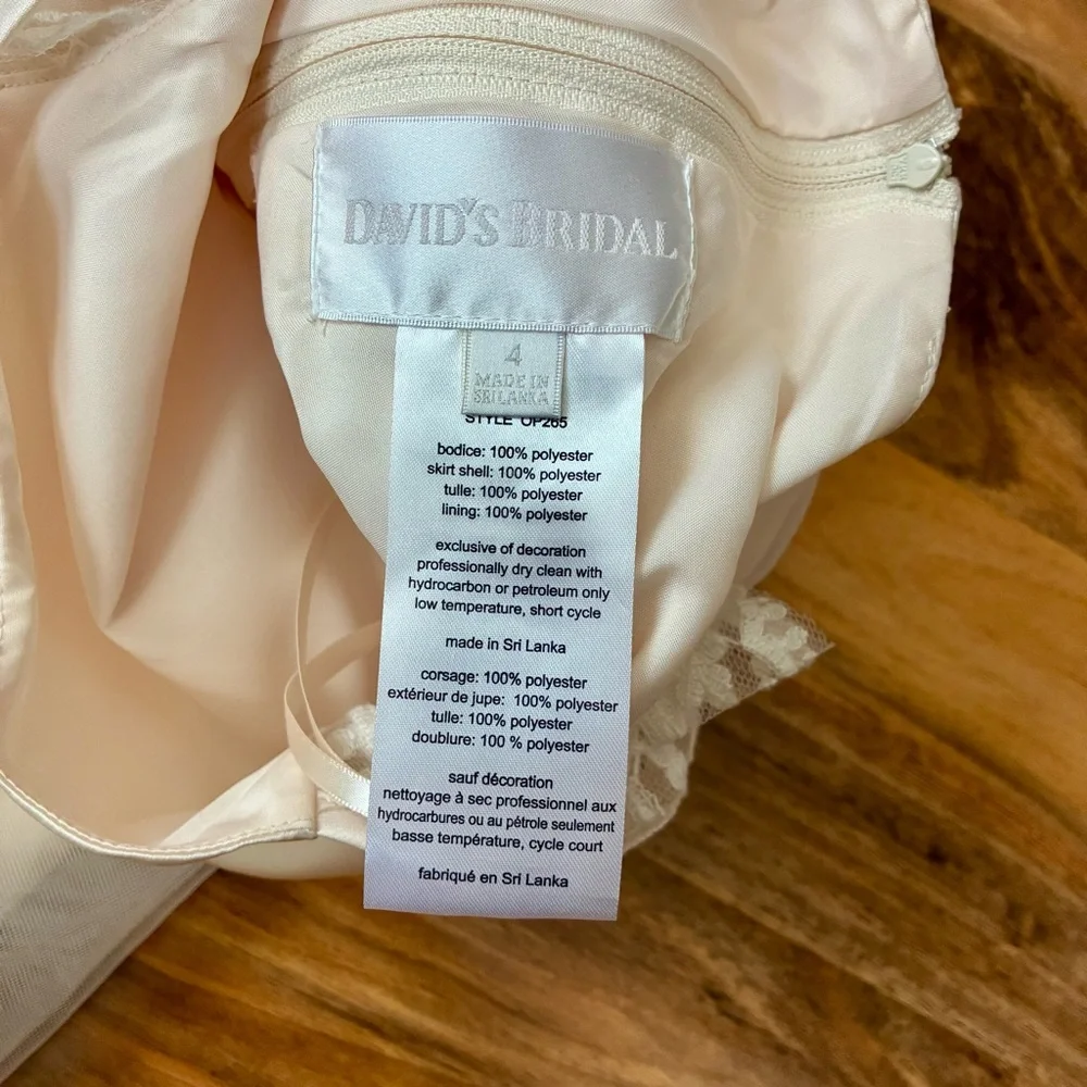 David’s Bridal Size 4 Ivory Flower Girl Dress With Bow Worn Once - Picture 8 of 14